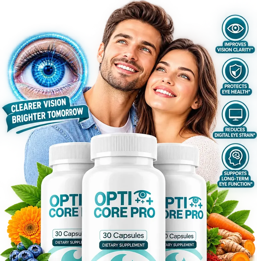 OptiCore Pro bottles, a daily vision wellness dietary supplement